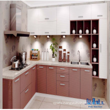 Pole L Shaped Fashion PVC Painting Kitchen Cabinet